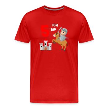 Kreuzritter Tempelritter Krieger 4. Geburtstag - Männer Premium Bio T-Shirt - Rot - Vorne - Damien (186cm)