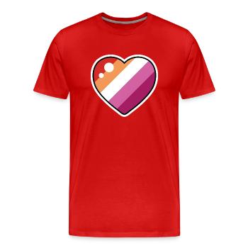 Herz (Lesbische Flagge) - Männer Premium Bio T-Shirt - Rot - Vorne - Damien (186cm)