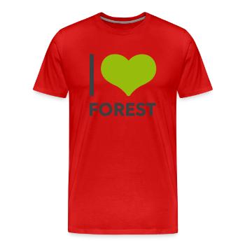 J’aime la forêt - T-shirt bio Premium Homme - rouge - Devant - Damien (186cm)
