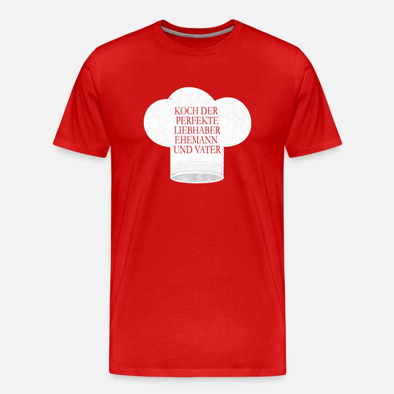 Koch Mütze - Männer Premium Bio T-Shirt - Rot