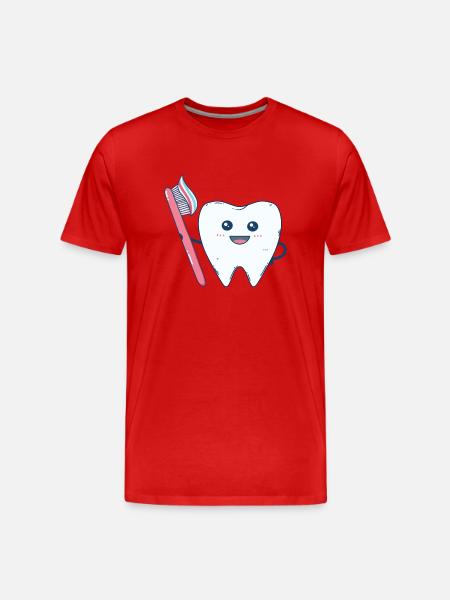 Rolig tandborstning av tänderna med en tandborste - Organic T-shirt Ekologisk premium-T-shirt herr - röd