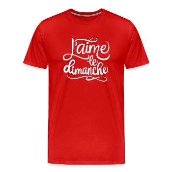 J'aime le dimanche - T-shirt bio Premium Homme - rouge - Devant - Damien (186cm)