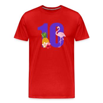 10th Anniversary Flamingo - Men's Premium Organic T-Shirt - red - Front - Damien (186cm)