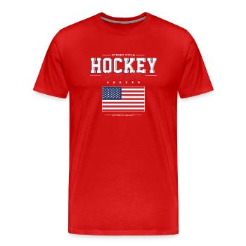 Le hockey, c’est ma vie - T-shirt bio Premium Homme - rouge - Devant - Damien (186cm)