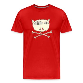 tote Katze - Männer Premium Bio T-Shirt - Rot - Vorne - Damien (186cm)