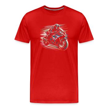 Motard - T-shirt bio Premium Homme - rouge - Devant - Damien (186cm)