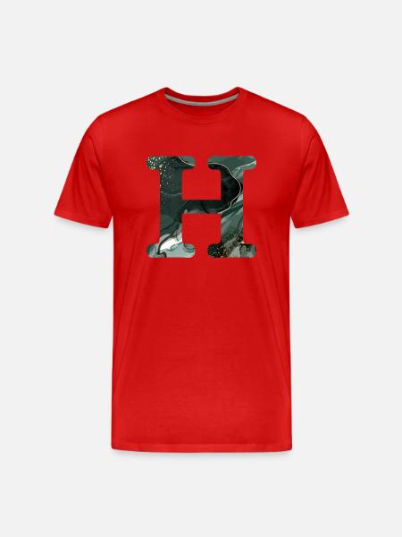 Letter h marbled green - Men's Premium Organic T-Shirt - red