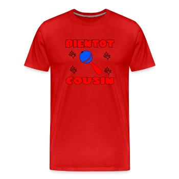 SOON COUSIN - Men's Premium Organic T-Shirt - red - Front - Damien (186cm)