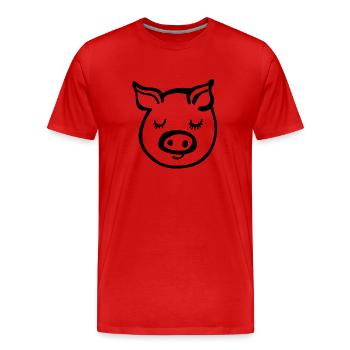 Schwein Schweinchen - Männer Premium Bio T-Shirt - Rot - Vorne - Damien (186cm)