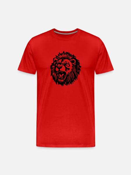 Löwe Löwenkopf - Männer Premium Bio T-Shirt - Rot