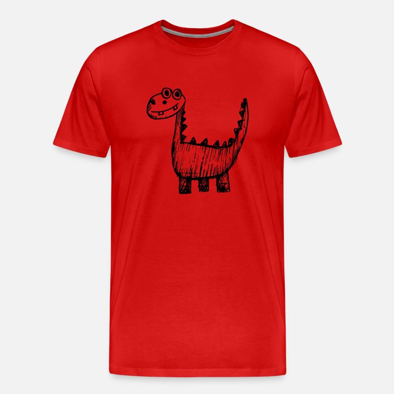 Dinosaurier Dino - Männer Premium Bio T-Shirt - Rot