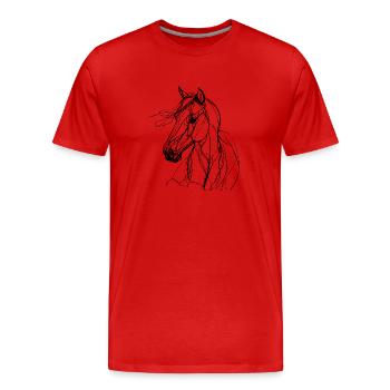 Pferd Pferde Reiten Reitsport - Männer Premium Bio T-Shirt - Rot - Vorne - Damien (186cm)