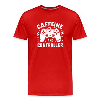 Caféine et contrôleur - T-shirt bio Premium Homme - rouge - Devant - Damien (186cm)