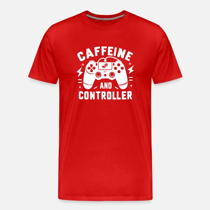 Caffeine and Controller - Men's Premium Organic T-Shirt - red