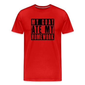 Ma chèvre a mangé mes devoirs - T-shirt bio Premium Homme - rouge - Devant - Damien (186cm)