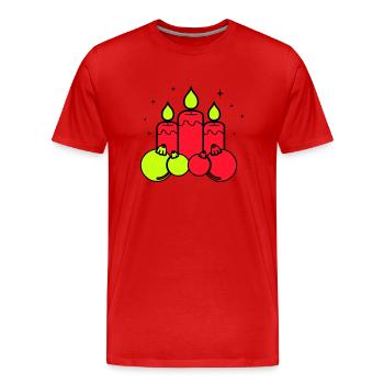 Kerzen Weihnachten Christmas - Männer Premium Bio T-Shirt - Rot - Vorne - Damien (186cm)