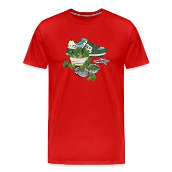 Sneakers (green) // Illustration - Men's Premium Organic T-Shirt - red - Front - Damien (186cm)