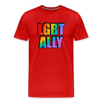 Allié LGBT - T-shirt bio Premium Homme - rouge - Devant - Damien (186cm)