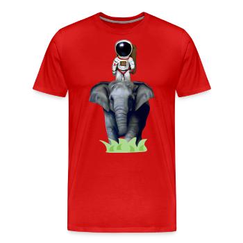Astronaut on elephant adventure - Men's Premium Organic T-Shirt - red - Front - Damien (186cm)