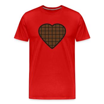 Coeur en chocolat - T-shirt bio Premium Homme - rouge - Devant - Damien (186cm)