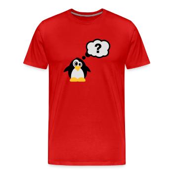 pinguin_frage_f3 - T-shirt bio Premium Homme - rouge - Devant - Damien (186cm)