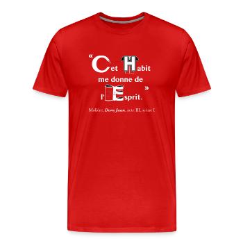 Cet-habit-Molière-blanc - T-shirt bio Premium Homme - rouge - Devant - Damien (186cm)