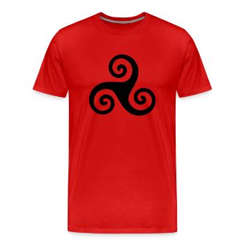 Celtic Triskele - Men's Premium Organic T-Shirt - red - Front - Damien (186cm)