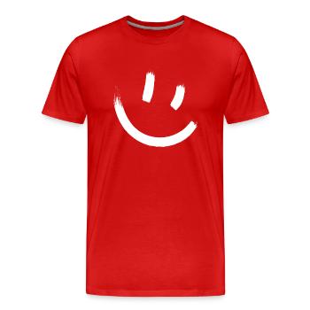 Saumon visage smile stroke visage heureux - T-shirt bio Premium Homme - rouge - Devant - Damien (186cm)