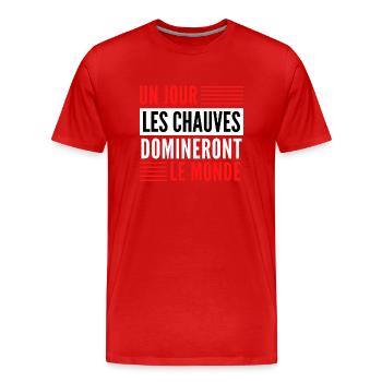 Un jour les chauves domineront le monde - T-shirt bio Premium Homme - rouge - Devant - Damien (186cm)