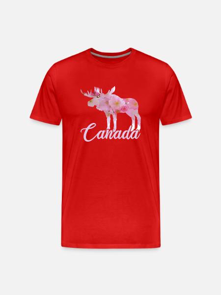 Blumen Canada Elch - Männer Premium Bio T-Shirt - Rot