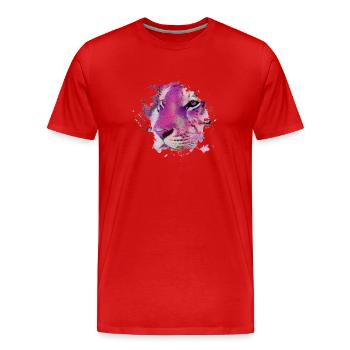 tigre, chat sauvage, bleu, peinture, graffiti, rose - T-shirt bio Premium Homme - rouge - Devant - Damien (186cm)