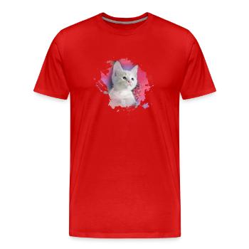 chaton, chaton, chaton, graffiti, peinture, rose - T-shirt bio Premium Homme - rouge - Devant - Damien (186cm)