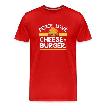 cheeseburger d’amour de la paix - T-shirt bio Premium Homme - rouge - Devant - Damien (186cm)