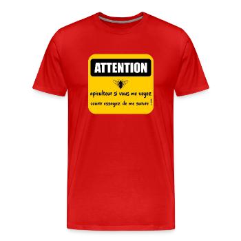 Attention apiculteur si vous me voyez courir - T-shirt bio Premium Homme - rouge - Devant - Damien (186cm)