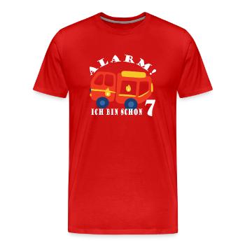 Alarm ich bin schon 7 Feuerwehr - Männer Premium Bio T-Shirt - Rot - Vorne - Damien (186cm)