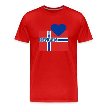 Bergen Norvège - T-shirt bio Premium Homme - rouge - Devant - Damien (186cm)