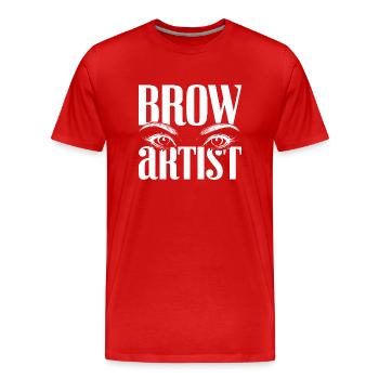Augenbrauen Kosmetikerin Geschenk Brow Artist - Männer Premium Bio T-Shirt - Rot - Vorne - Damien (186cm)