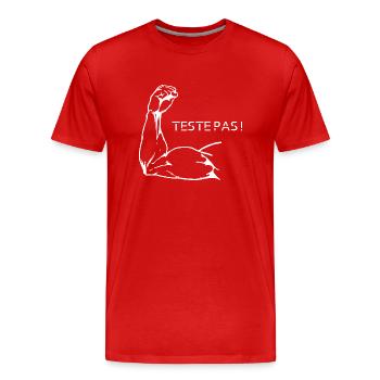Teste pas! - T-shirt bio Premium Homme - rouge - Devant - Damien (186cm)