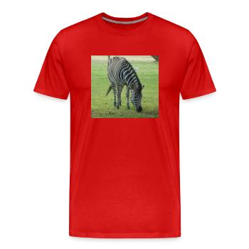 Close up of Zebra - Men's Premium Organic T-Shirt - red - Front - Damien (186cm)