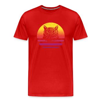 Eule Retro Style Vintage - Männer Premium Bio T-Shirt - Rot - Vorne - Damien (186cm)