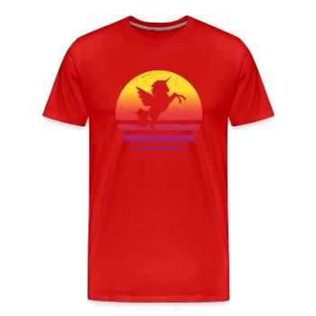 Unicorn Retro Style Vintage - Men's Premium Organic T-Shirt - red - Front - Damien (186cm)