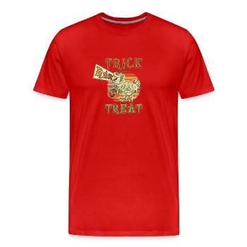 Halloween Trick Rawr Treat Dino Dinosaur Dicton - T-shirt bio Premium Homme - rouge - Devant - Damien (186cm)