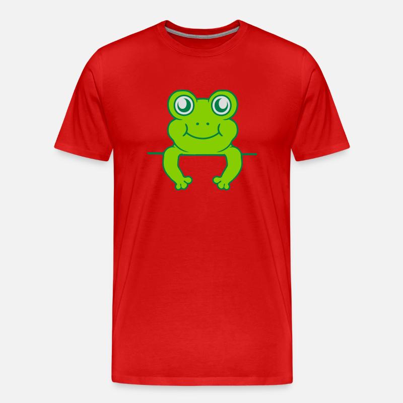 Schild Mauer Frosch Comic - Männer Premium Bio T-Shirt - Rot