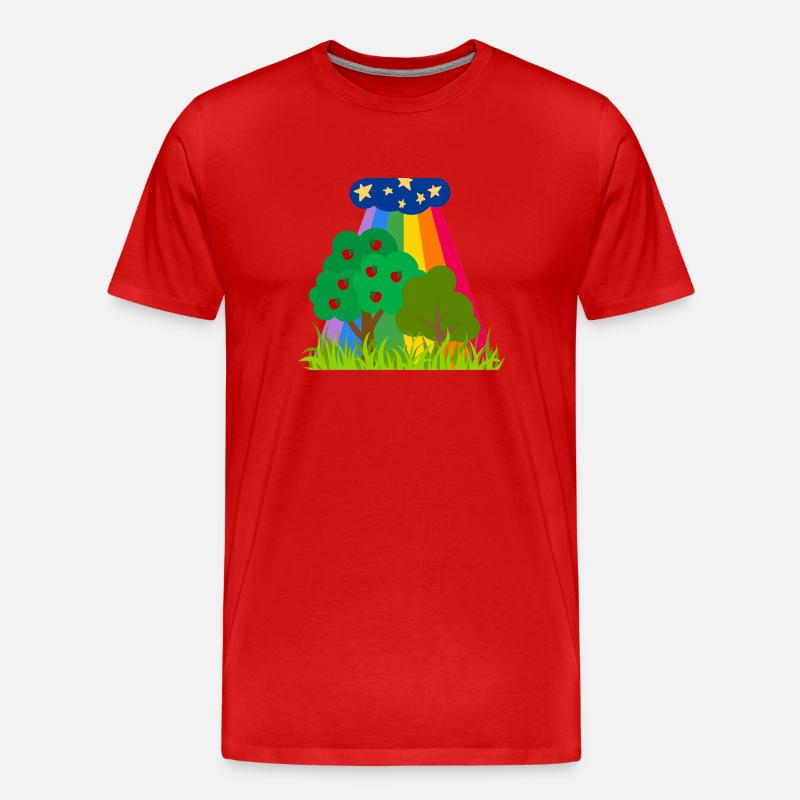 Clouds and Rainbow Trees - Männer Premium Bio T-Shirt - Rot