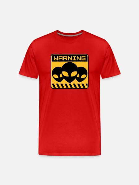 Warning Alien Design Shield - Men's Premium Organic T-Shirt - red