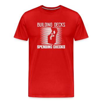 Construire des decks chèques de dépenses Cartes à collectionner Drôle - T-shirt bio Premium Homme - rouge - Devant - Damien (186cm)