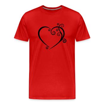 Open Heart - creative heart design - Men's Premium Organic T-Shirt - red - Front - Damien (186cm)