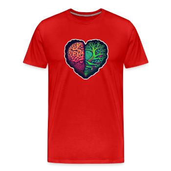 Le cerveau et le cœur ont fusionné - T-shirt bio Premium Homme - rouge - Devant - Damien (186cm)