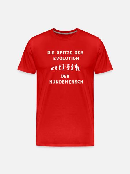 Die Evolution endet beim Hundemensch - Männer Premium Bio T-Shirt - Rot