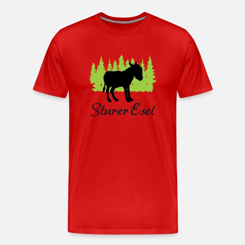 "Sturer Esel: Eigenwillige Beharrlichkeit" - Männer Premium Bio T-Shirt - Rot